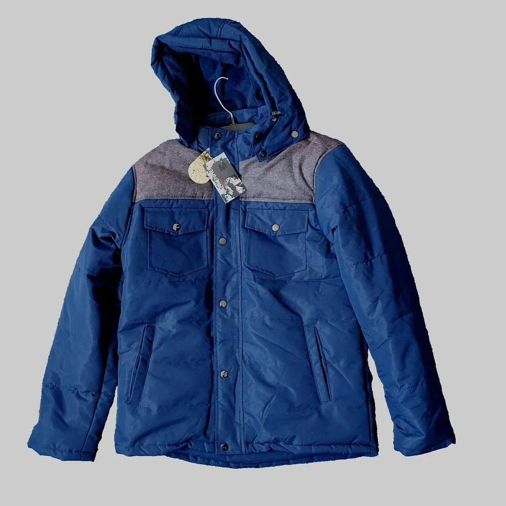 82 DEGREES FAHRENHEIT Men's Size Medium Hooded Waterproof Navy Blue‎ Jacket